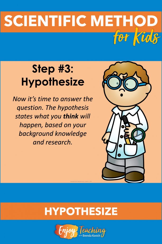 Before beginning an experiment, kids hypothesize, or predict, the result.