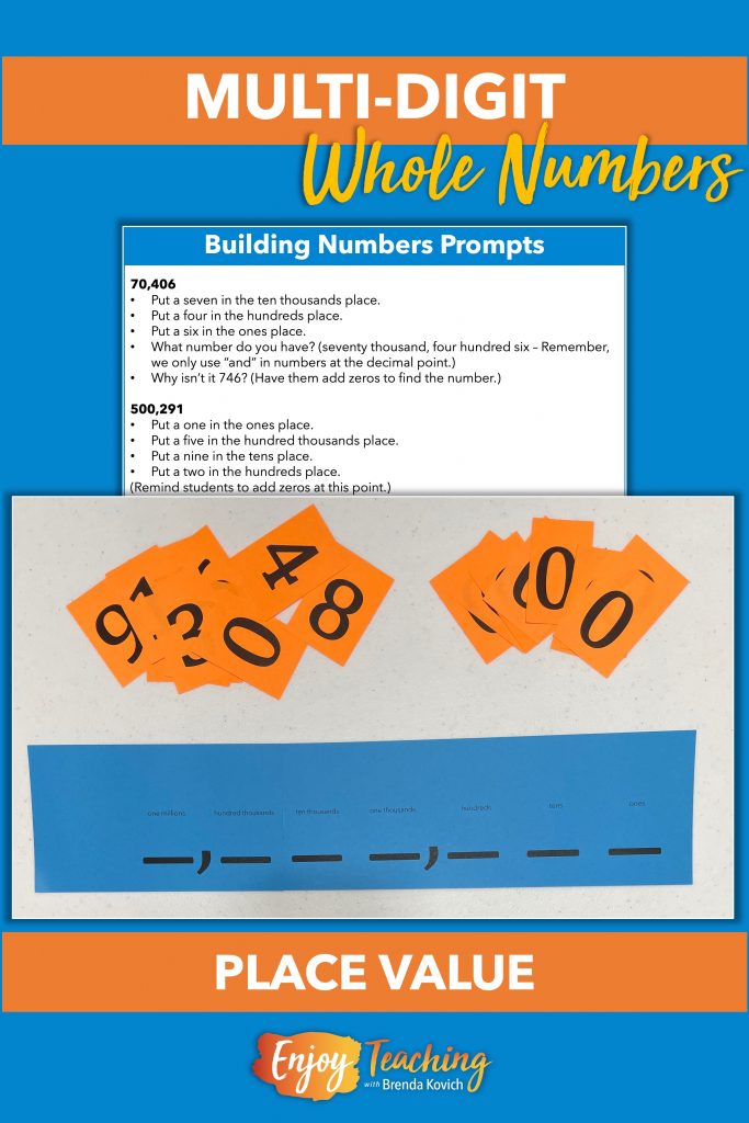 When teaching multi-digit whole numbers. Building numbers on a chart establishes place value for fourth graders - especially using zero as a place holder.