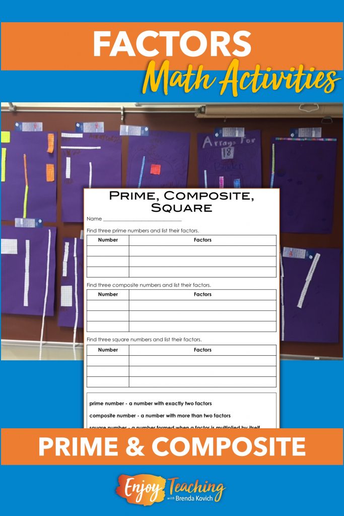 Ask kids to look at others' displays to find prime, composite, and square numbers.
