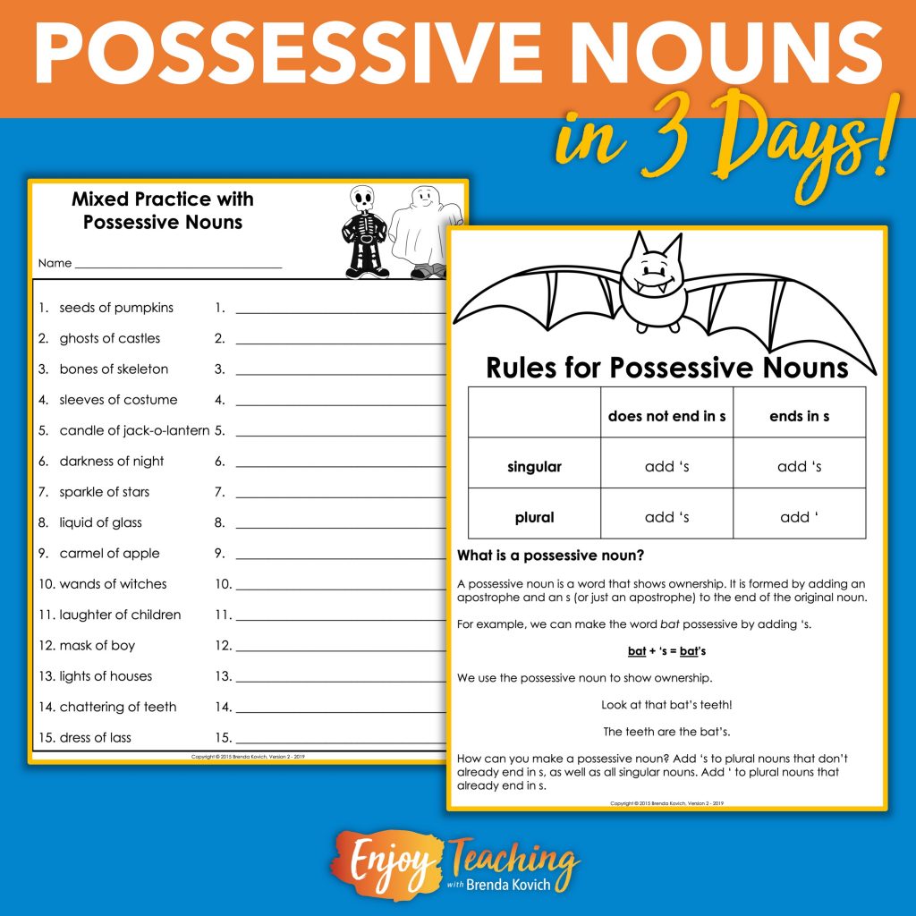 Possessive Form Of Plural Nouns Worksheets