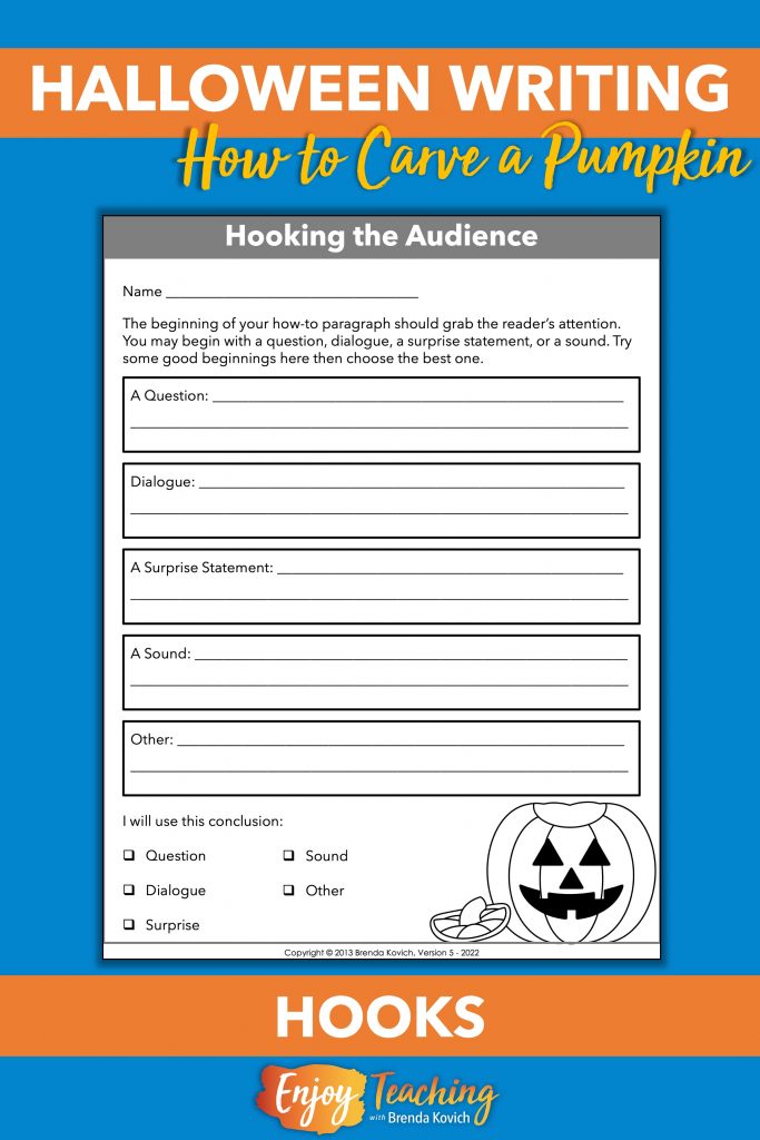 Hook the audience with a good beginning. Kids can ask a question, use dialogue, add a surprise statement, or use a sound (onomatopoeia).