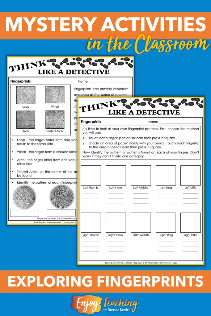 Let your third, fourth, and fifth grade students try fingerprinting. Kids love mystery activities!