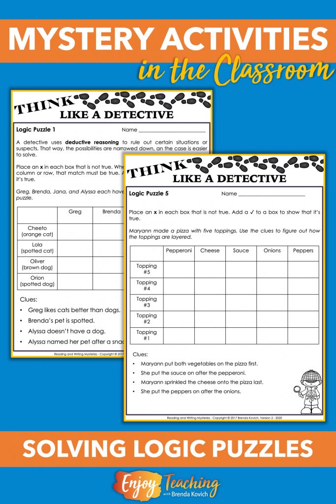 Every mystery unit needs logic puzzles. Let your third, fourth, and fifth grade students try some.