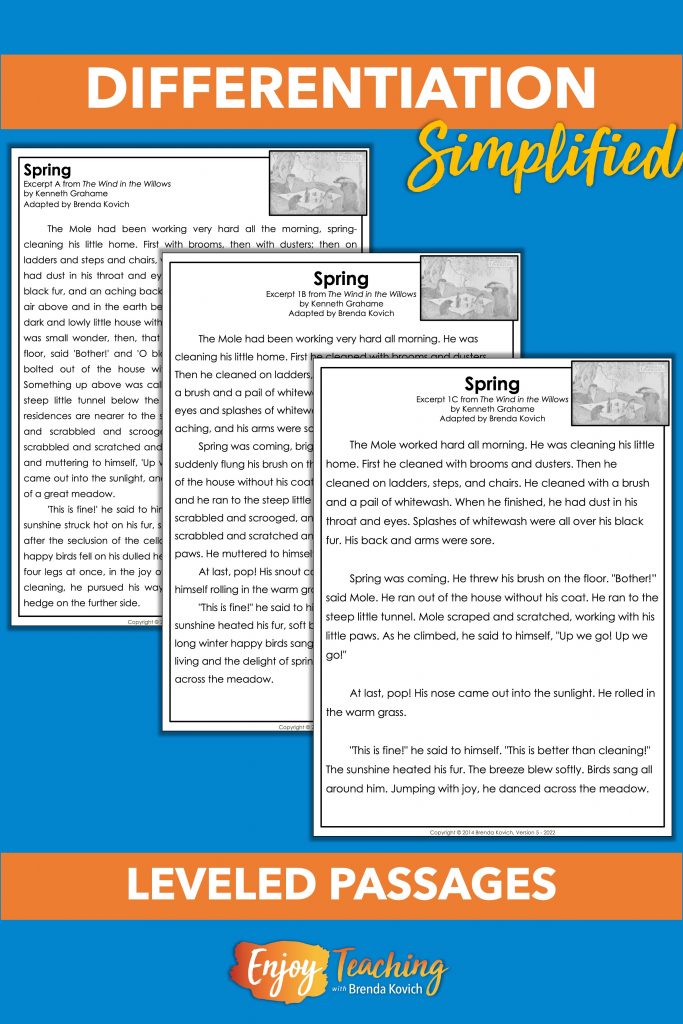 Leveled texts are a great way to differentiate content.