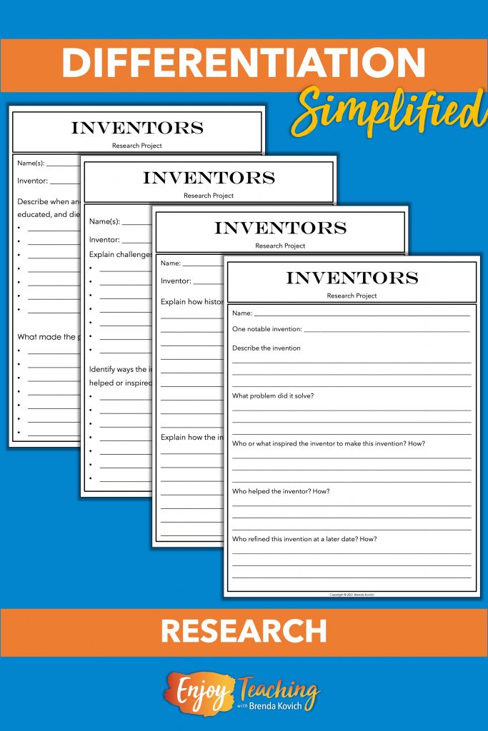 When researching, simply provide different organizers (or different numbers of organizers) to differentiate instruction.