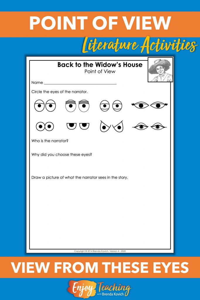 This version asks kids to circle the eyes of the narrator. Then they tell why. This gets them ready for the next stage in point of view - specifying the type of third-person perspective.