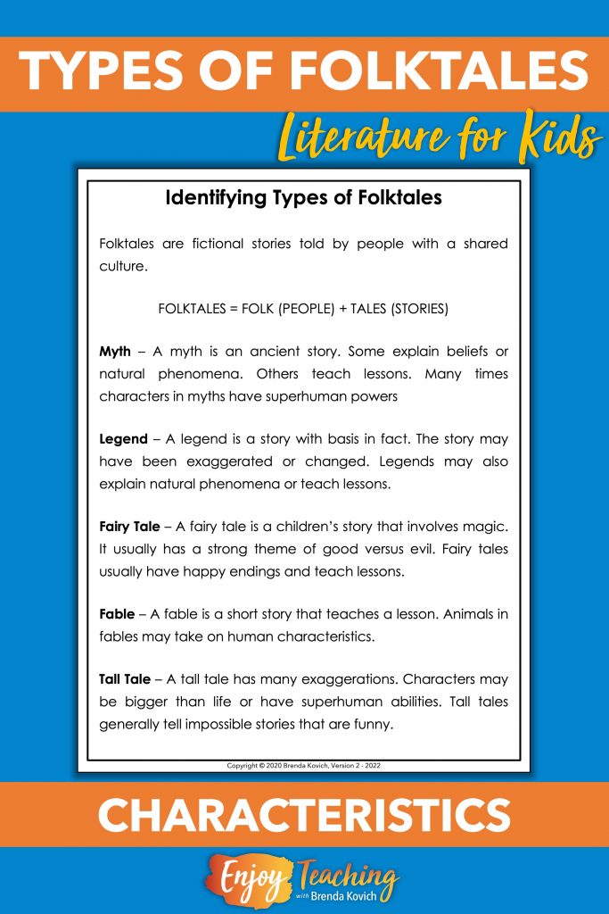 When teaching folktales  genre, ask kids to discriminate between the different types.