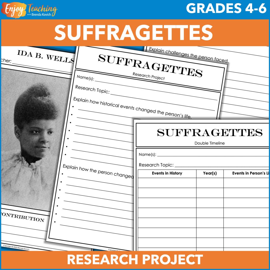 This suffragettes research project includes templates and teacher pages. You can use it to celebrate women's suffrage in the United States.