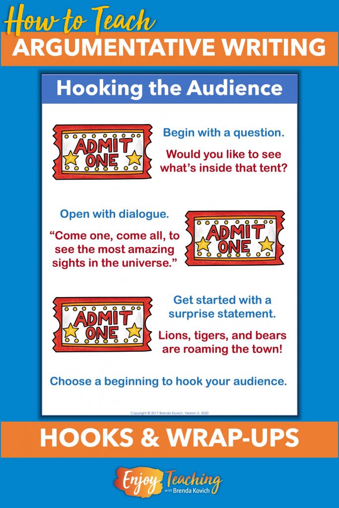 Add some style to persuasive pieces with specialized hooks. Begin with a question, dialogue, or a surprise statement.