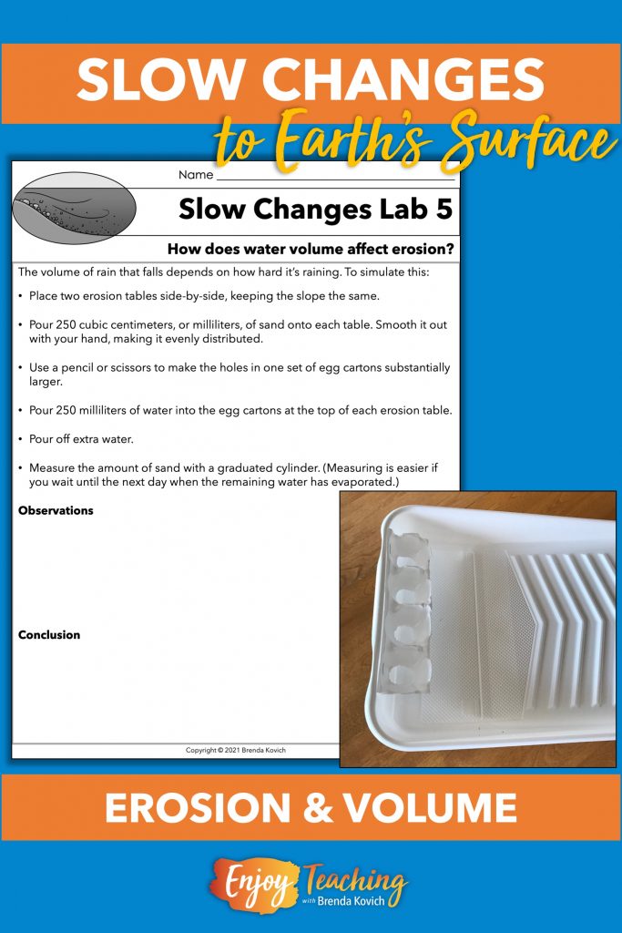 Kids conduct an experiment to determine how volume of water affects erosion.