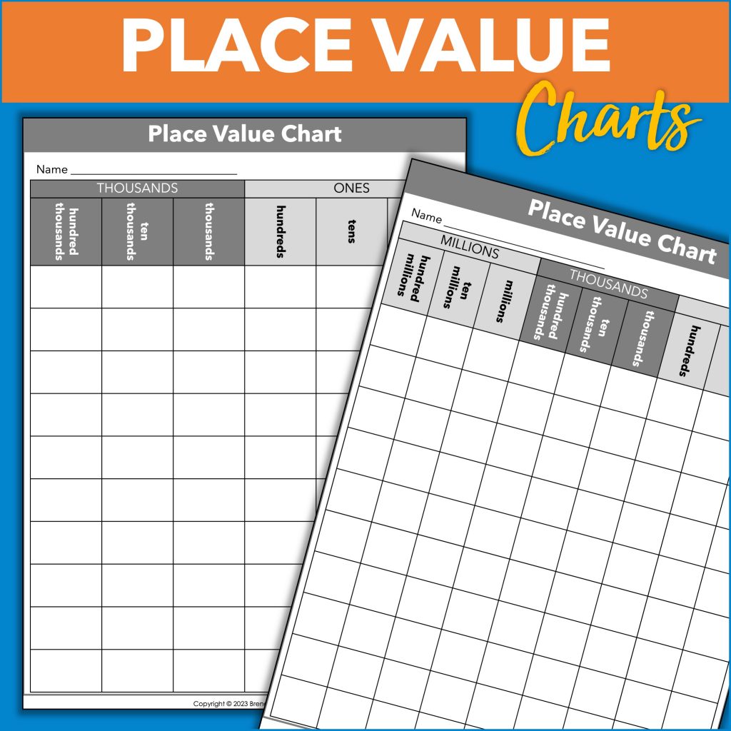 Place Value Chart Whole Numbers Free