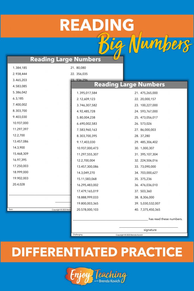 Reading big numbers takes practice. Ask kids to read aloud in your classroom and then again for homework.