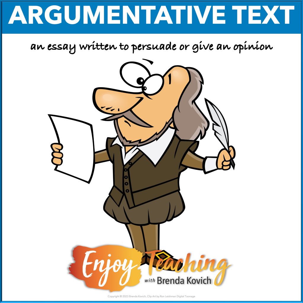 Argumentative texts are essays written to persuade or give an opinion.