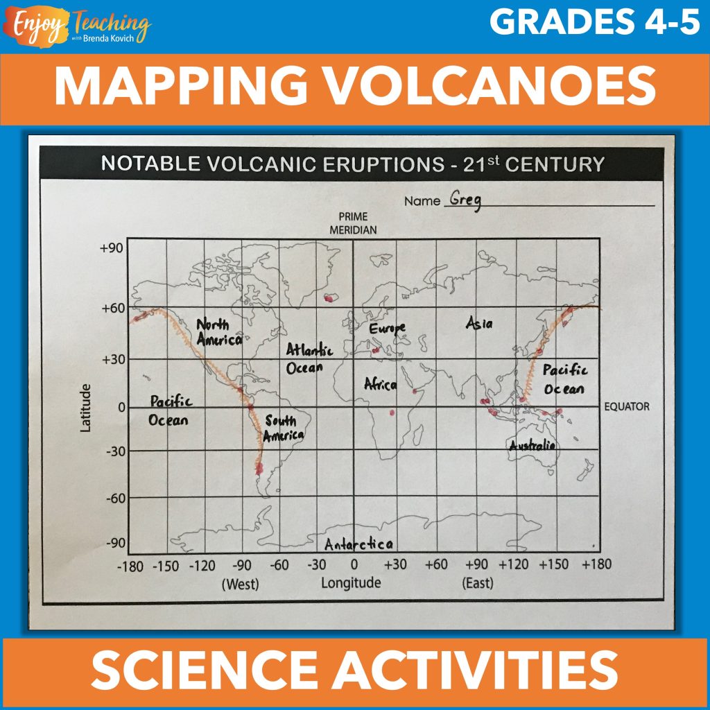 Through these science curriculum activities, kids use coordinates of major volcanoes in the early 21st century to map the ring of fire.