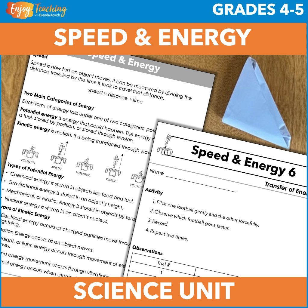 Kids learn about types of energy. Then they participate in six labs or stations to investigate with hands-on science curriculum activities.